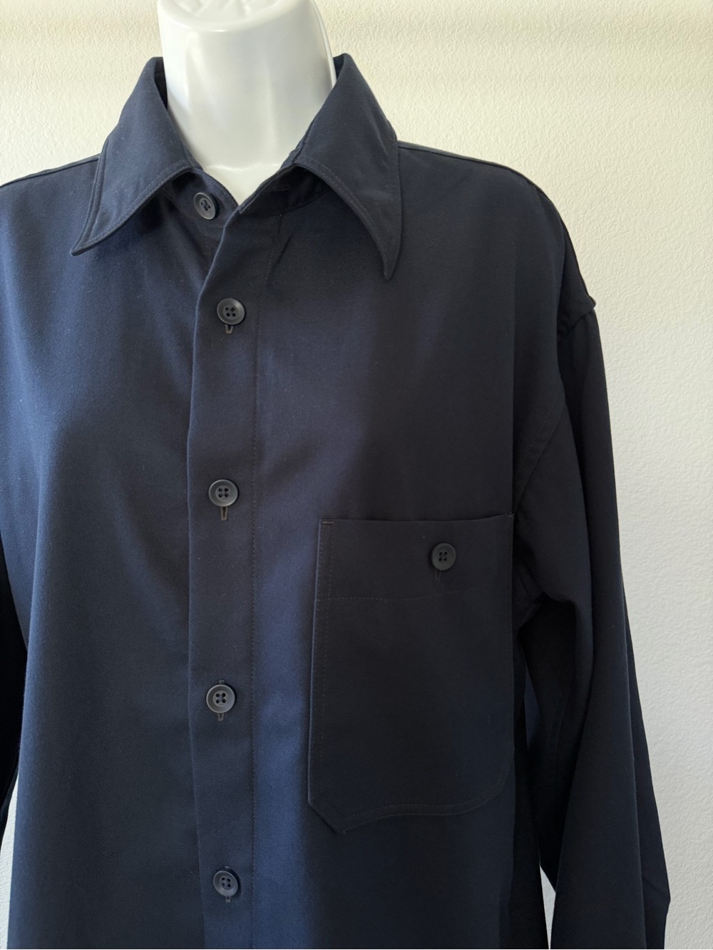 Uniqlo Twill Work Oversized Navy Shirt Unisex Size M - Picture 5 of 13